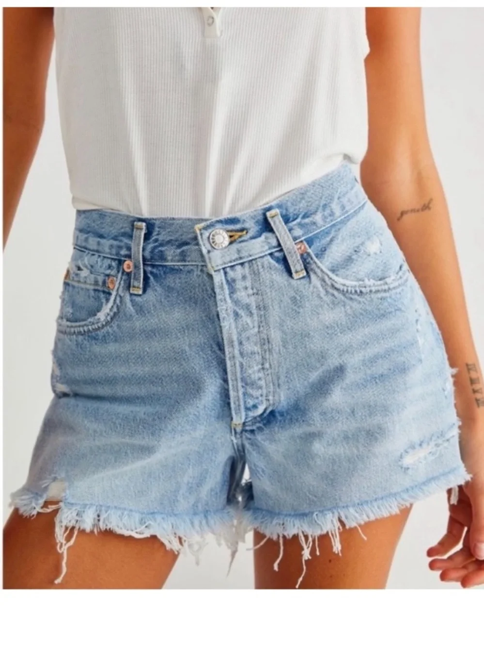 Agolde‎ 24 Parker long shorts Distressed Jean Shorts
